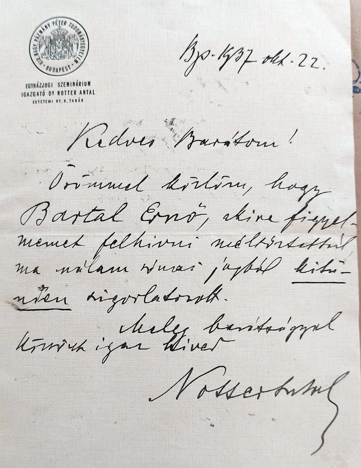 Dr. Bartal Ernő római jog vizsga