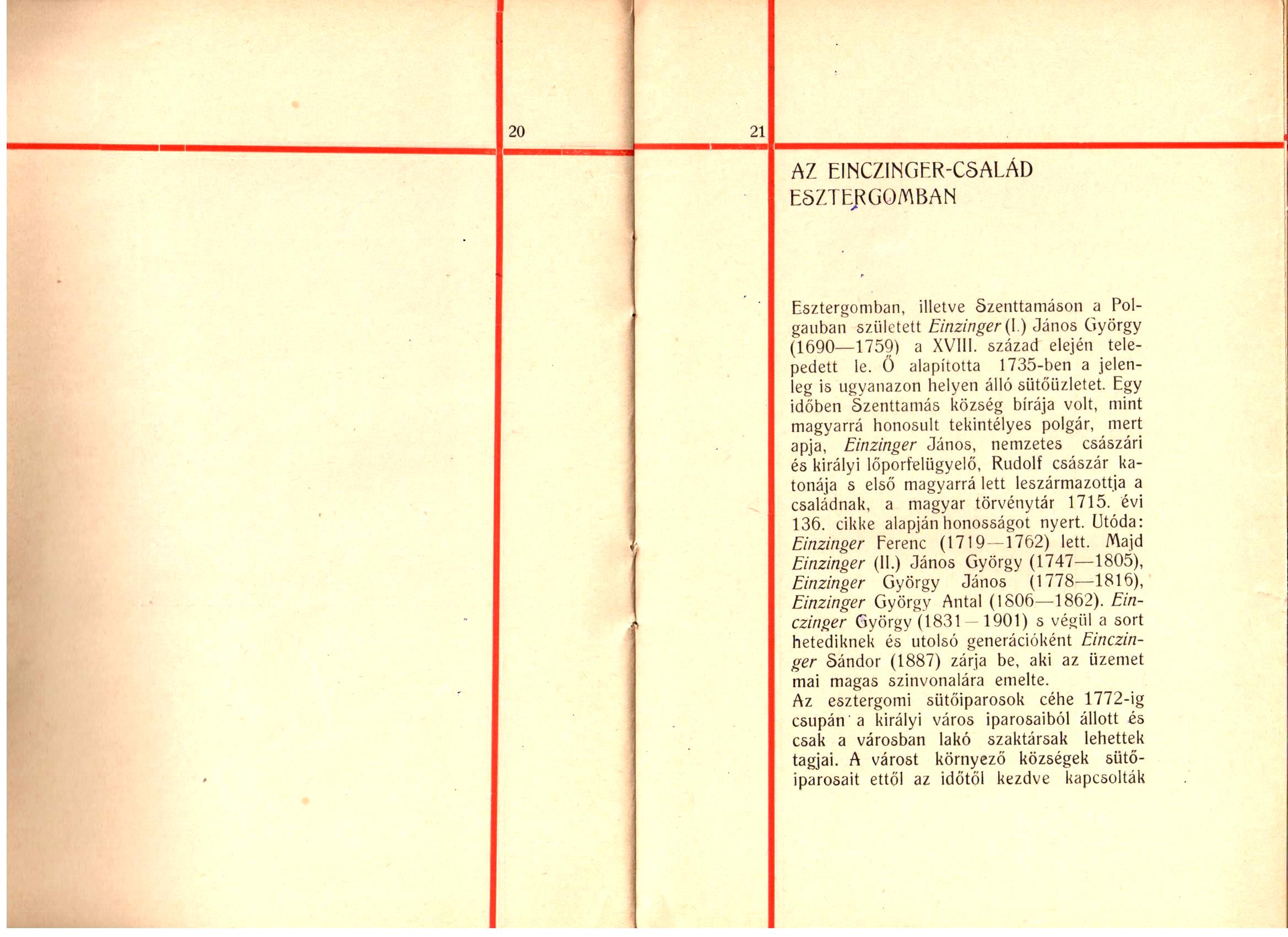 Einczinger család története