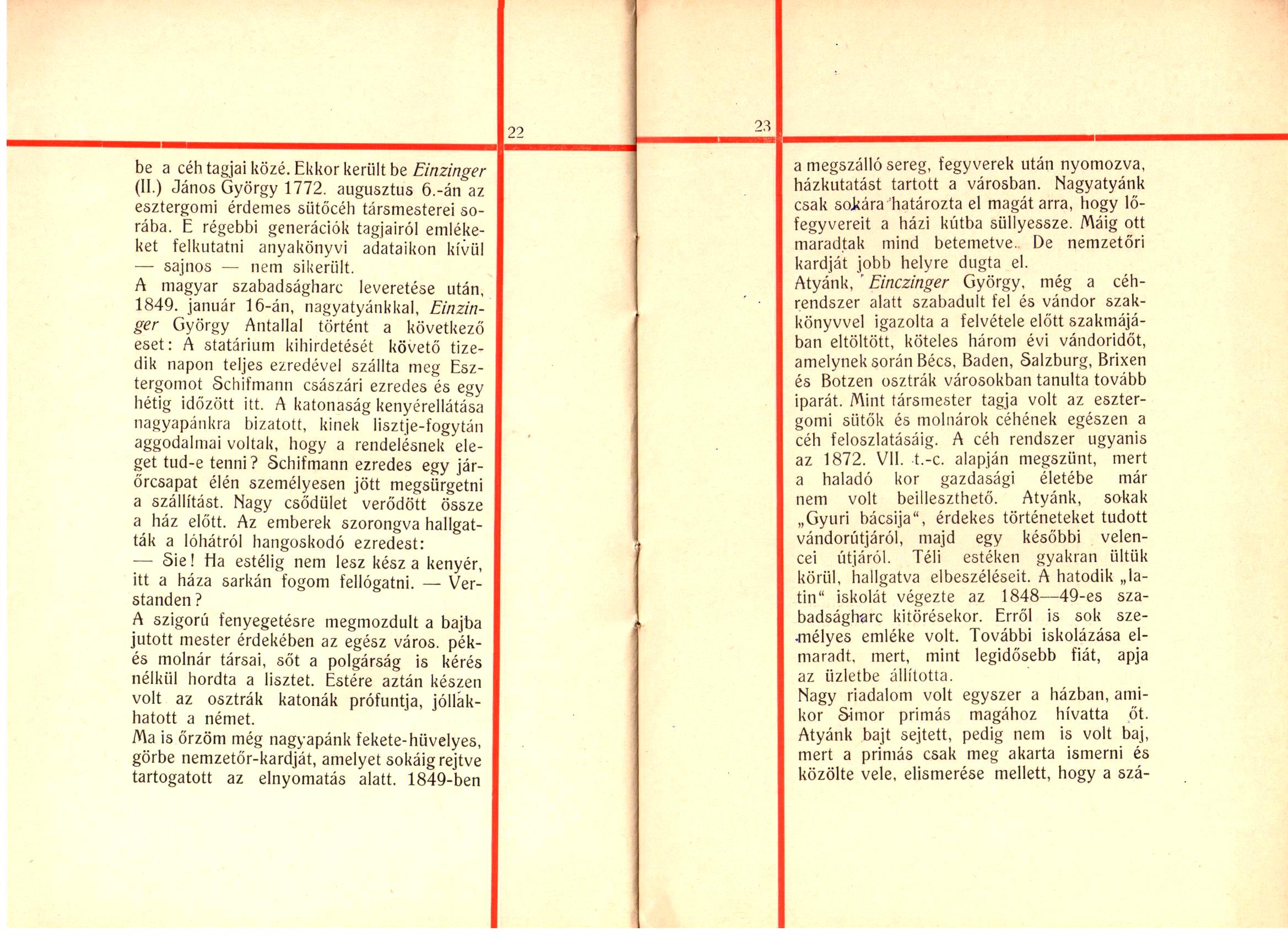 Einczinger család története