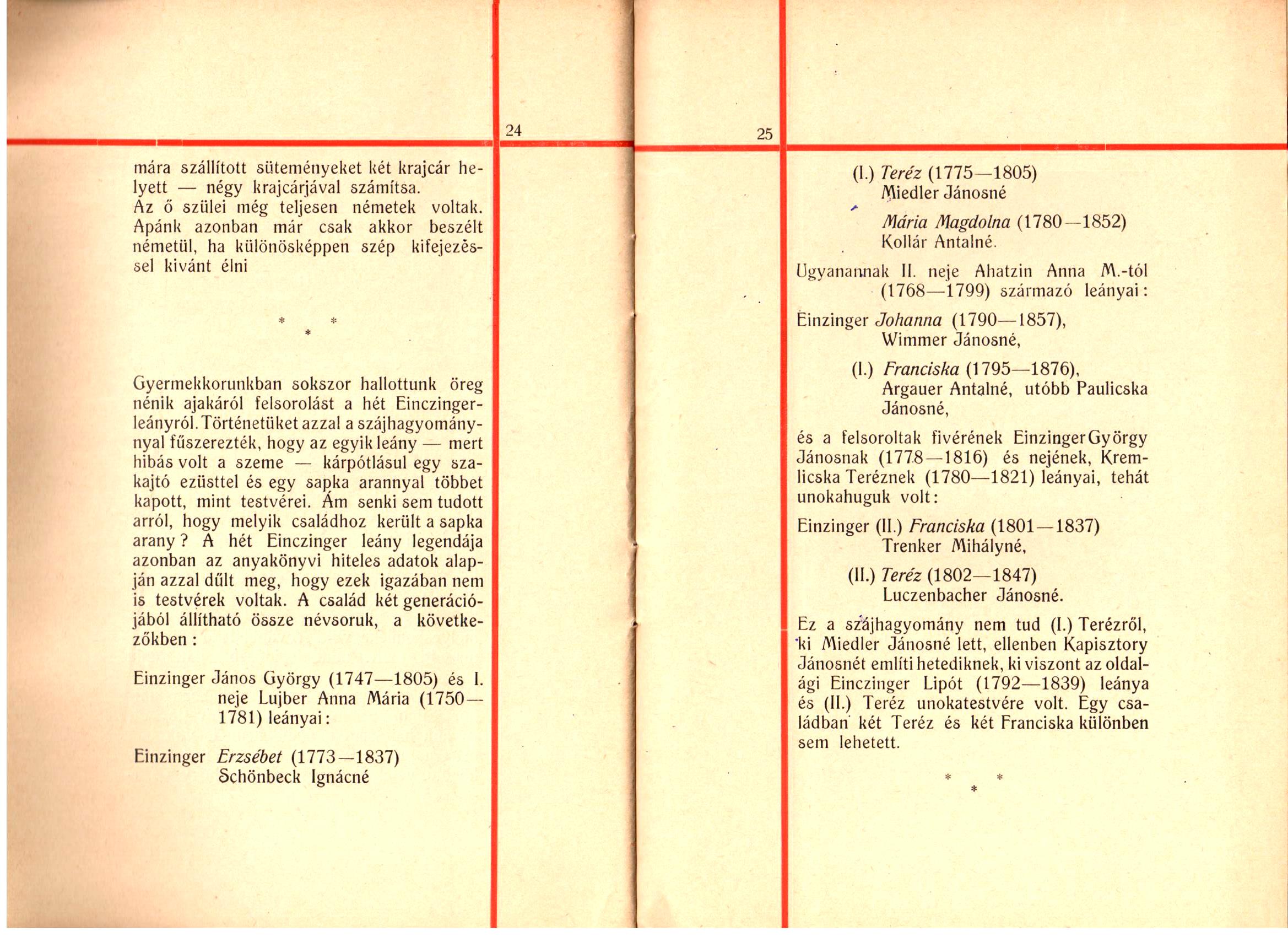 Einczinger család története