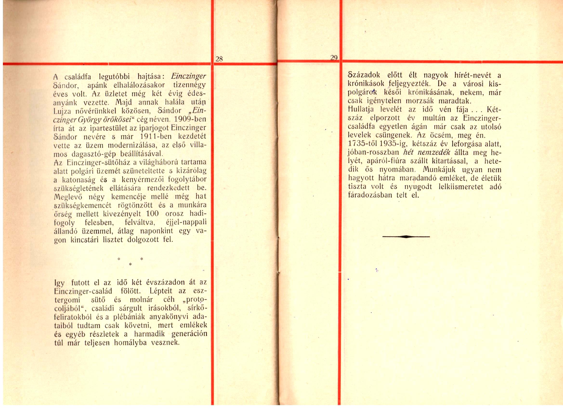 Einczinger család története